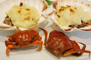 Concha del peregrino rellena con Torta de la Serena